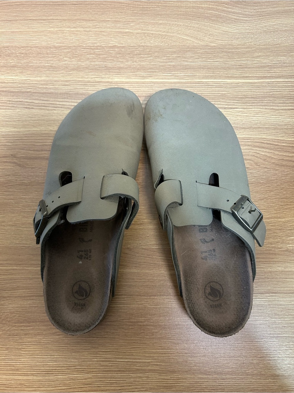 Birkenstocks Boston Clogs in Sage Green, Women’s 10